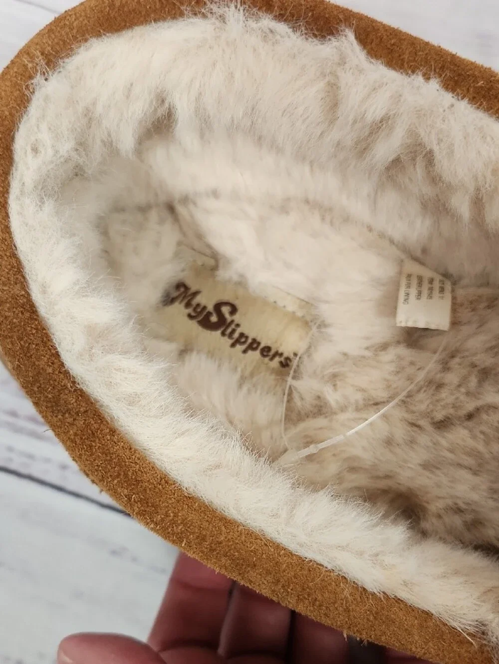 My Slippers Men's Suede Moccasin Slippers with Faux Fur Lining - Tan